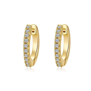 925 Sterling Silver Moissanite Hoop Earrings For Women Gold Plated Row Inlaid Small Round Huggie Earring With GRA Certificate