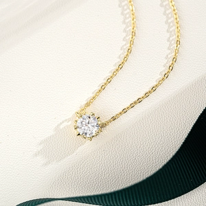 Irregular snowflake 925 silver moissanite necklace with 14K gold plating and star prongs