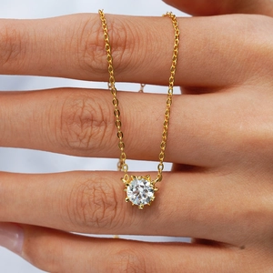 Irregular snowflake 925 sterling silver necklace with moissanite pendant in 14K gold