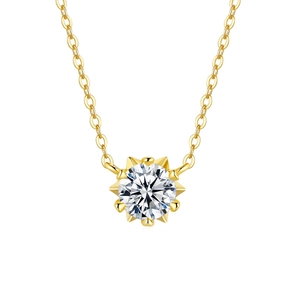 Irregular snowflake 925 silver necklace with moissanite and 14K gold plating
