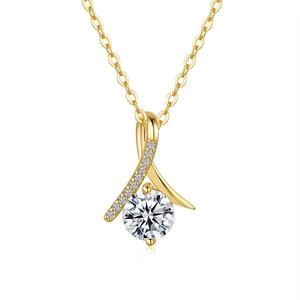 Collier avec pendentif géométrique en argent sterling 925 et moissanite en finition or