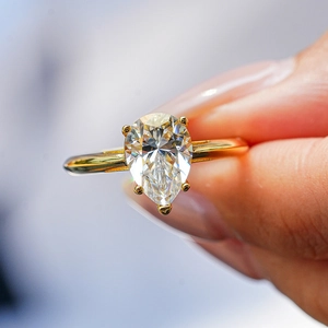 Pear Cut Moissanite Zirconia Ring 18K Gold Plated 925 Sterling Silver Water Drop Engagement Ring For Women Jewelry Gift