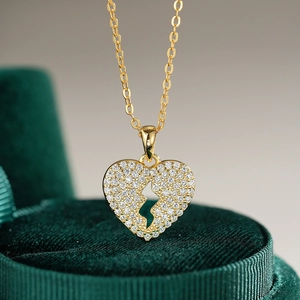 Lightning heart moissanite pendant necklace in 14K gold plated 925 sterling silver