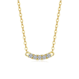 14K gold plated silver smile pendant necklace with five brilliant moissanite stones