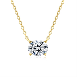 Collier Pendentif Moissanite Zirconia Taille Ovale Pour Femme Argent Sterling 925 Plaqué Or 14K Bijoux Élégants Cadeau De Mariage