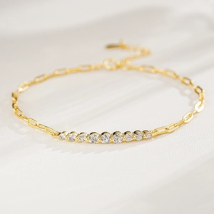Bracelet en argent S925 avec 11 diamants moissanite couleur D disposés en dégradé