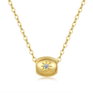 14K Vergoldet 925 Sterlingsilber Moissanit Halskette Elegante Sternenstrahl Fassanhänger Mode Schmuck Für Damen Geschenk