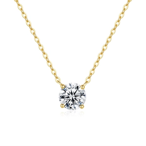 Elegante Collana in Argento Sterling 925 con Moissanite Ciondolo Taglio Brillante Rotondo Quattro Rebbio Gioielli Moda Donna
