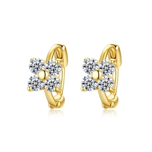 Luxurious S925 sterling silver clover moissanite earrings with four round clear stones