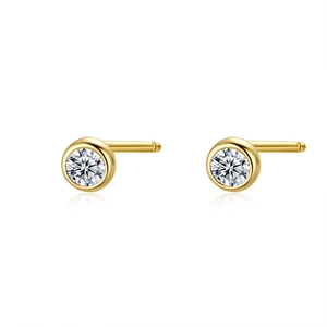 Classic 18K gold plated S925 silver bezel set moissanite stud earrings for women