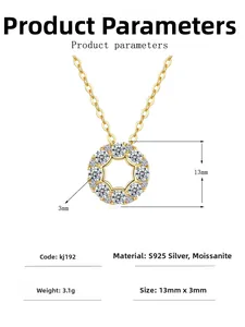 Detailed size chart of S925 sterling silver moissanite pendant with 13mm diameter