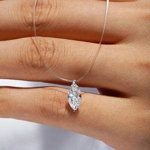 925 Sterling Silver 1CT Marquise Moissanite Pendant Necklace Invisible Fishing Line Solitaire Necklace For Women Jewelry