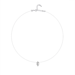 S925 silver 1 carat moissanite marquise teardrop pendant on invisible fishing line necklace