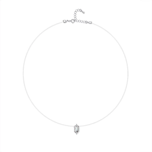 S925 sterling silver mermaid tear necklace with 1ct moissanite on invisible fishing line