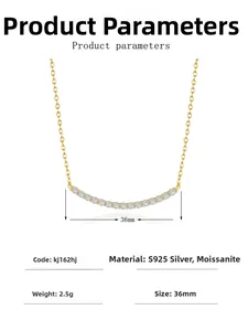 Detailed product dimensions for S925 sterling silver 1ct moissanite smile necklace