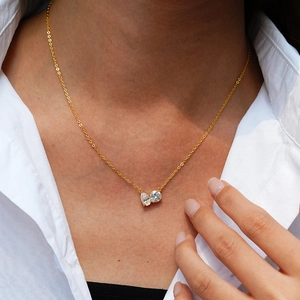 Collier en argent plaqué or 14K avec pendentifs en moissanite taille poire et ronde