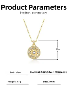 Ciondolo bussola dettagliato in argento S925 con moissanite e parametri di 20mm altezza