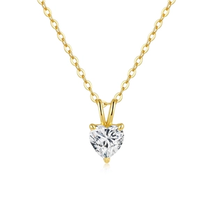 925 Sterling Silver Heart Pendant Necklace For Women Moissanite Zirconia Inlaid Gold Plated Minimalist Chain Jewelry Elegant Gift