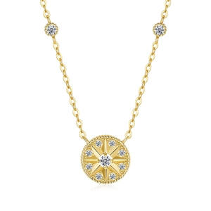 925 Sterling Silver Moissanite Necklace Gold Plated Hexagram Starburst Medal Pendant Inlaid Moissanite Luxury Jewelry For Women