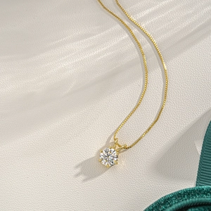 Collier classique en argent sterling 925 avec pendentif solitaire en moissanite ronde