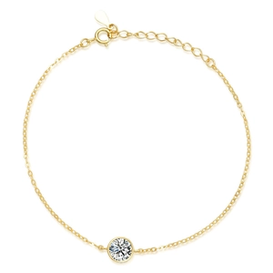 Bracciale minimalista in argento 925 placcato oro 18K con gemma moissanite scintillante