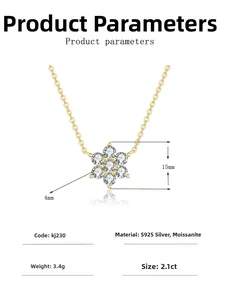 Close-up of 15mm sunflower pendant showing S925 silver texture and 2.1ct moissanite detail