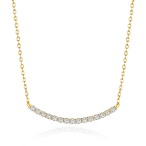 Elegant S925 sterling silver smile necklace with 1 carat moissanite stones in gold finish