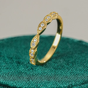 Marquise cluster 18K gold plated S925 silver ring with sparkling white moissanite stones