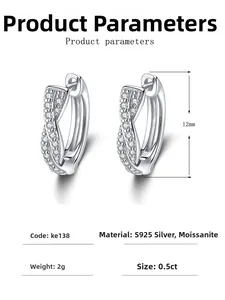 Spécifications détaillées des créoles torsadées en argent 925 avec moissanite 0,5ct