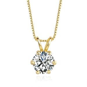 Collier classique en argent sterling S925 avec pendentif moissanite et serti à six griffes