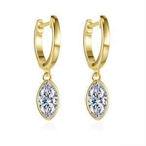 925 Sterling Silver Marquise Moissanite Stud Earrings Minimalist Geometric Gold Plated Earrings Women Wedding Party Jewelry