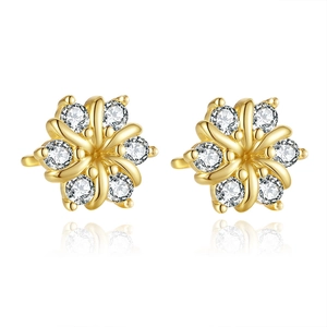S925 Sterling Silver Moissanite Sunflower Stud Earrings Gold Plated Minimalist Floral Ear Jewelry For Women Wedding Bridal Gift