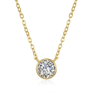 Elegant s925 silver 1 carat moissanite bezel bubble necklace with 14k gold plating