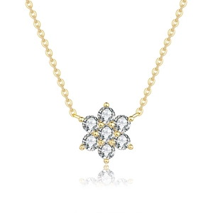 Elegant 925 silver sunflower pendant necklace with 1 carat moissanite and gold finish