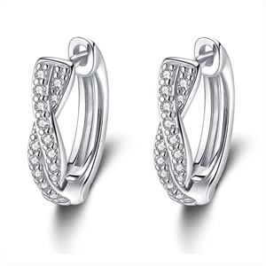 Boucles d'Oreilles Créoles en Argent Sterling 925 avec Moissanite pour Femmes Design Infiniti Torsadé Bijoux de Mode Rétro