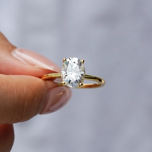 Bague en Argent Sterling 925 avec Moissanite pour Femme Coupe Ovale Plaquée Or 18K Bague de Fiançailles Bijoux Mariage
