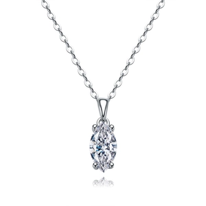 925 Sterling Silver Moissanite Pendant Necklace Marquise Cut Sparkling Gemstone Clavicle Chain Minimalist Jewelry For Women