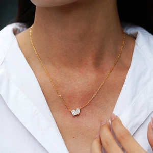 Elegant 18K gold plated S925 silver necklace with emerald and teardrop moissanite pendant