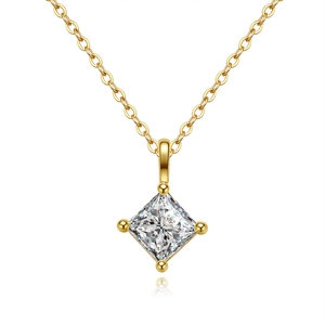 Collier Pendentif Moissanite en Argent Sterling 925 de Luxe pour Femme Taille Princesse 1.2ct Diamant Carré Bijoux