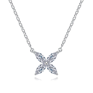 Luxury 925 Sterling Silver Moissanite Pendant Necklace Four-Leaf Clover Marquise Cut Moissanite Fine Jewelry For Women