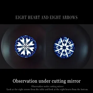 Brilliant round 1 carat moissanite loose stone showing Eight Hearts and Arrows symmetry