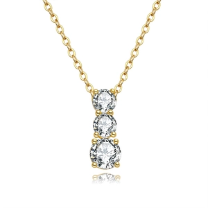 925 Sterling Silver Moissanite Pendant Necklace For Women 2 Carat D Color Triple Stone Elegant Jewelry With GRA Certificate