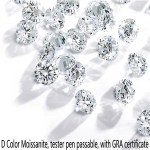 D Color VVS1 Moissanite Loose Stone Round Brilliant Cut Hearts And Arrows For Jewelry Making Inlay With GRA Certificate