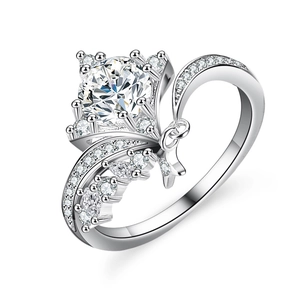 925 Sterling Silver Moissanite Ring For Women Classic Four-Claw Star Pendant Adjustable Engagement Wedding Ring Jewelry