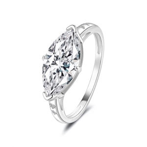 925 Sterling Silver Marquise Cut Moissanite Ring For Women Minimalist Elegant Wedding Engagement Jewelry Silver Band Ring