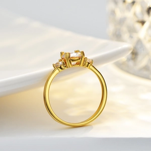 Elegant 14K gold plated S925 silver ring featuring a 1 carat square cut moissanite stone