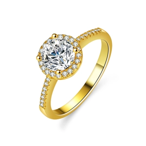 S925 Sterling Silver Moissanite Ring 1 Carat Halo Round Cut Engagement Ring For Women Luxury 14K Gold Plated Jewelry Gift