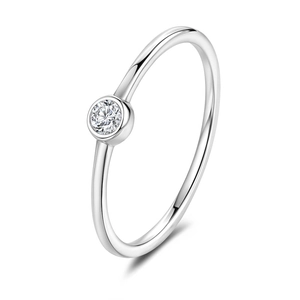 Minimalist S925 sterling silver ring with a round moissanite in a sleek bezel setting