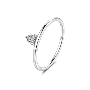 Minimalist S925 sterling silver ring featuring a round brilliant-cut moissanite solitaire