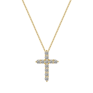 925 Sterling Silver Cross Necklace For Women 14K Gold Plated Moissanite Geometric Pendant Religious Fashion Jewelry With GRA Certificate